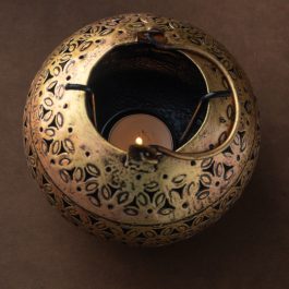 Handcrafted Round Metal Candle Holder – Antique Brass Finish